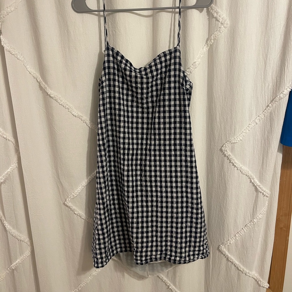 American Eagle Gingham Back Tie Mini Dress